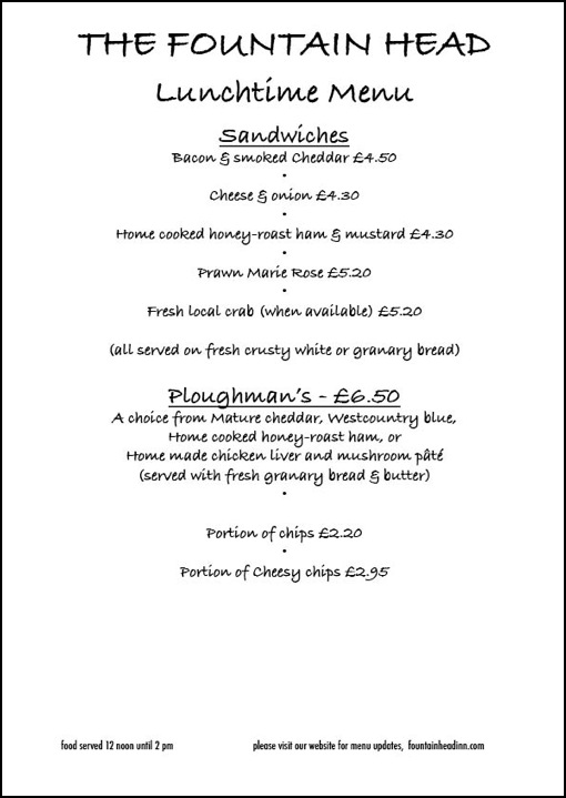 Sandwich menu May 2010
