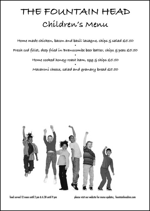 Children's menu May 2010