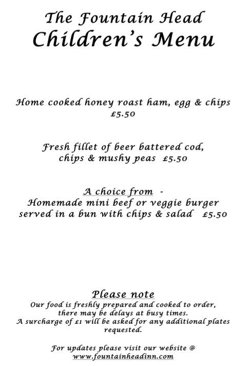 Childrens menu March 2012