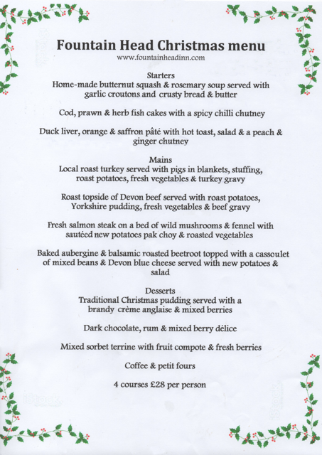 FH 2018 Xmas menu